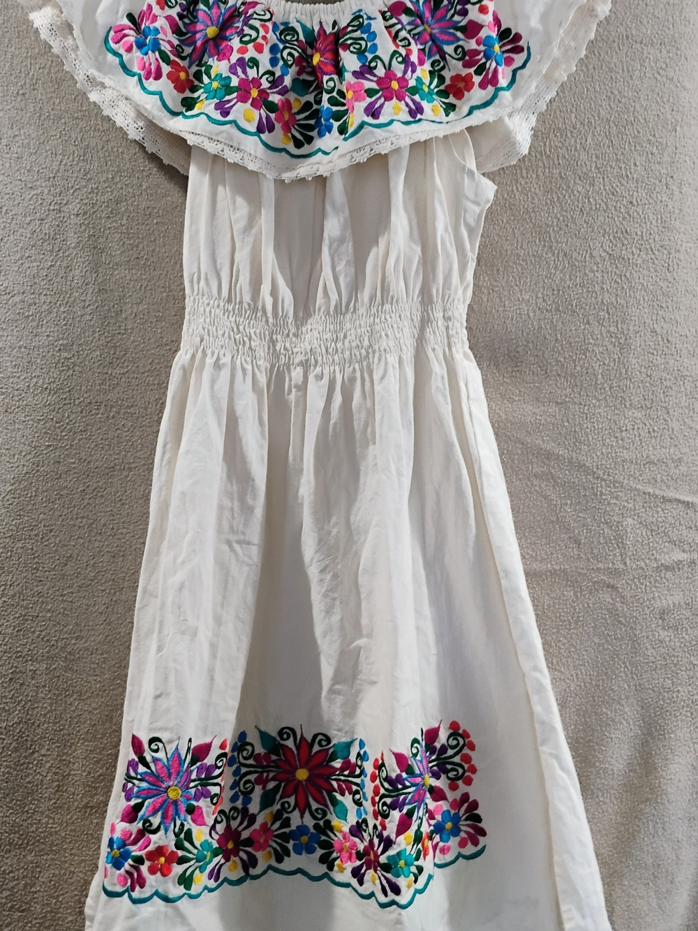 White Embroidered Floral Kids Dress